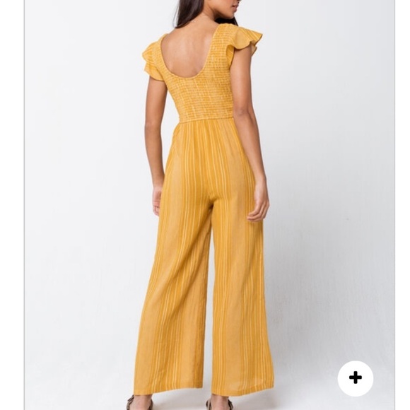 NWT Others Follow Bahamas Ruffled Yellow Jumpsuit - Picture 5 of 11
